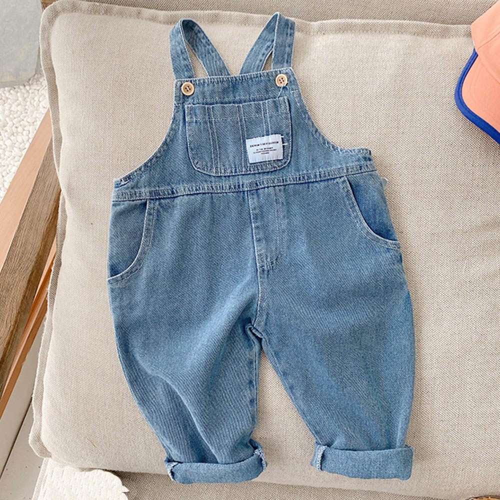 Baby Clothing Boutique - Girls Jumpsuit Blue Denim Solid Color
