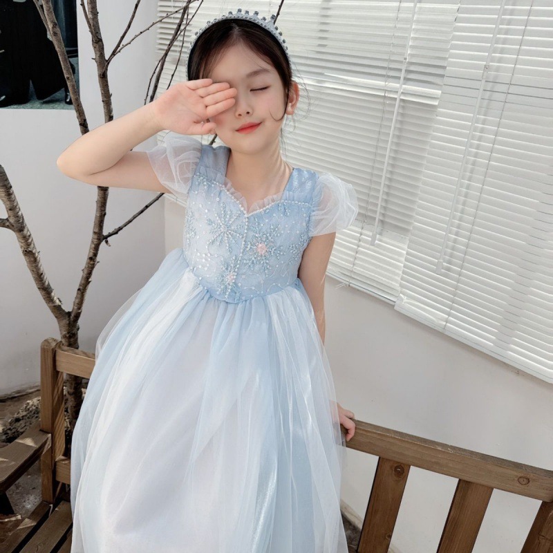 Baby Xmas Clothing - Embroidered Elsa Girls Dress for Kids