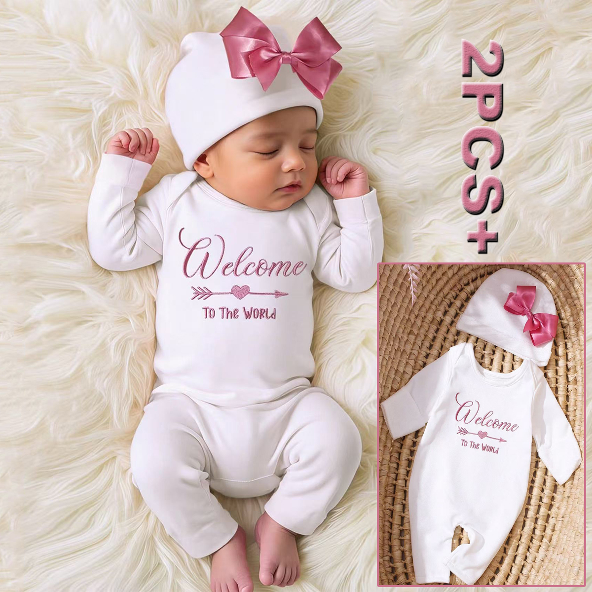 Baby Clothing Embroidery - Ylsteed 2Pcs Newborn Photography Long Tleeves