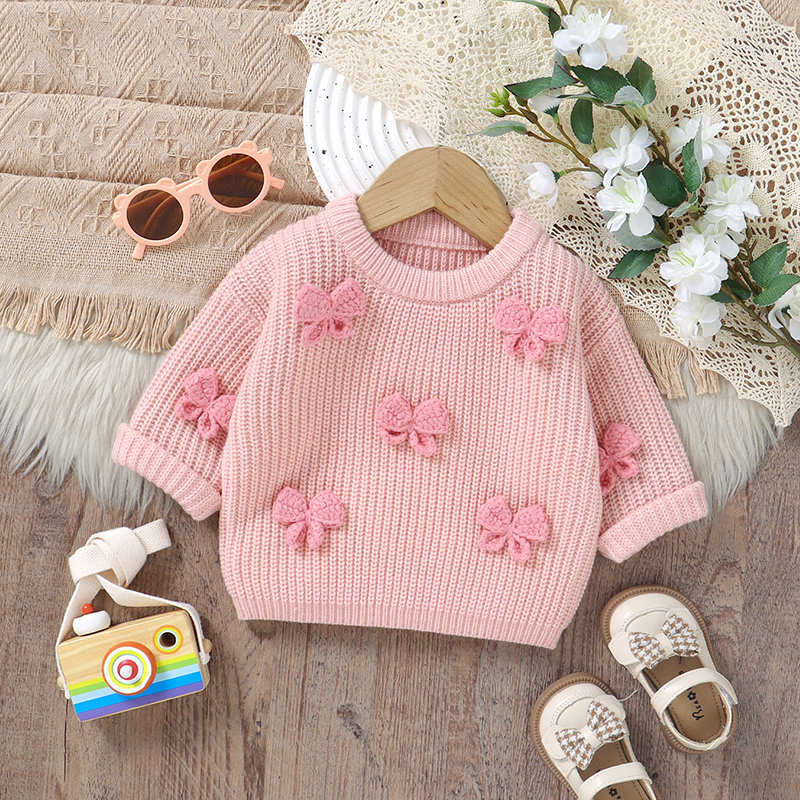 Fashion Bowknot Knitted Baby G - Baby Clothing Jumpers のレビューと価格