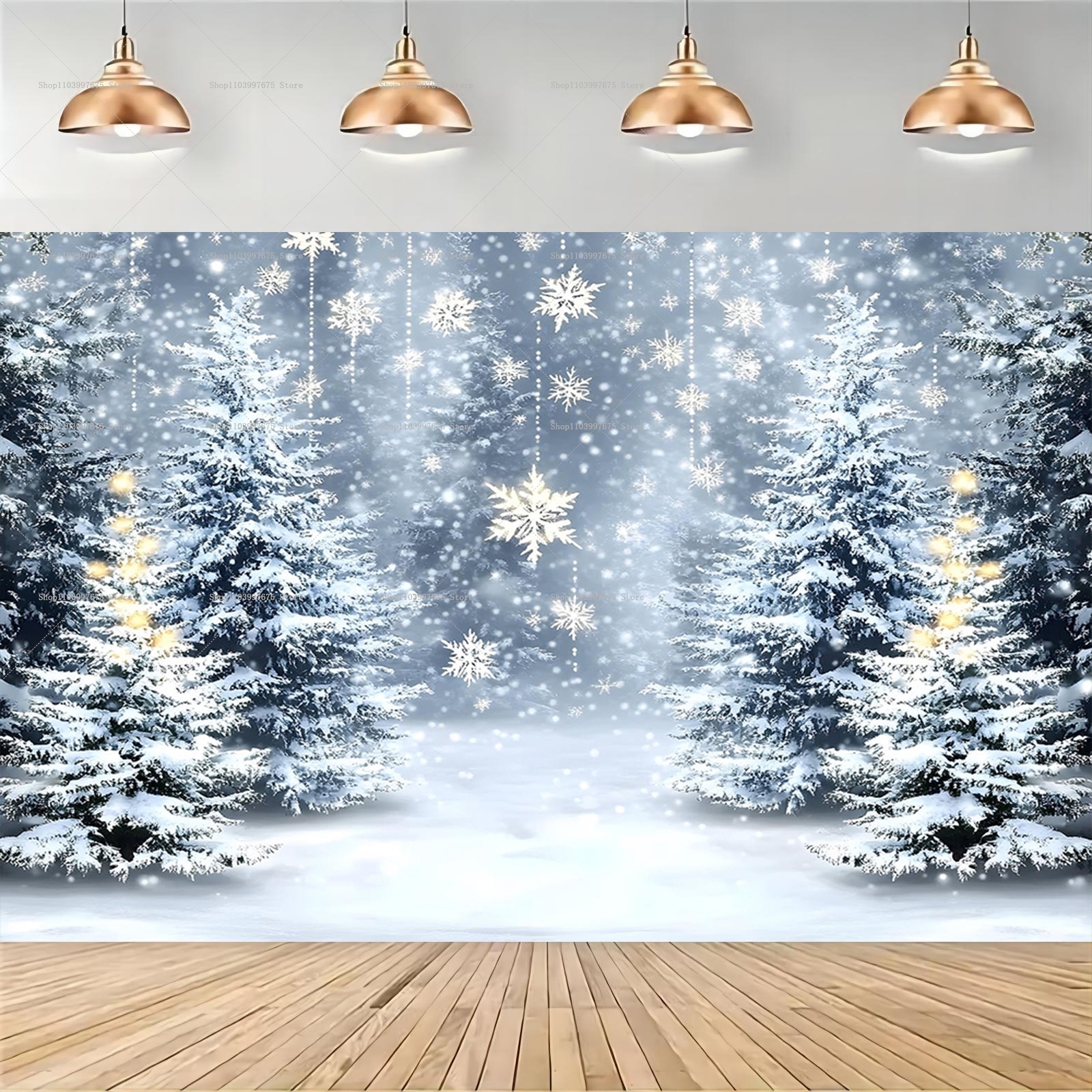 Snowy Forest Christmas Backdro - Baby Xmas Clothing のレビューと価格