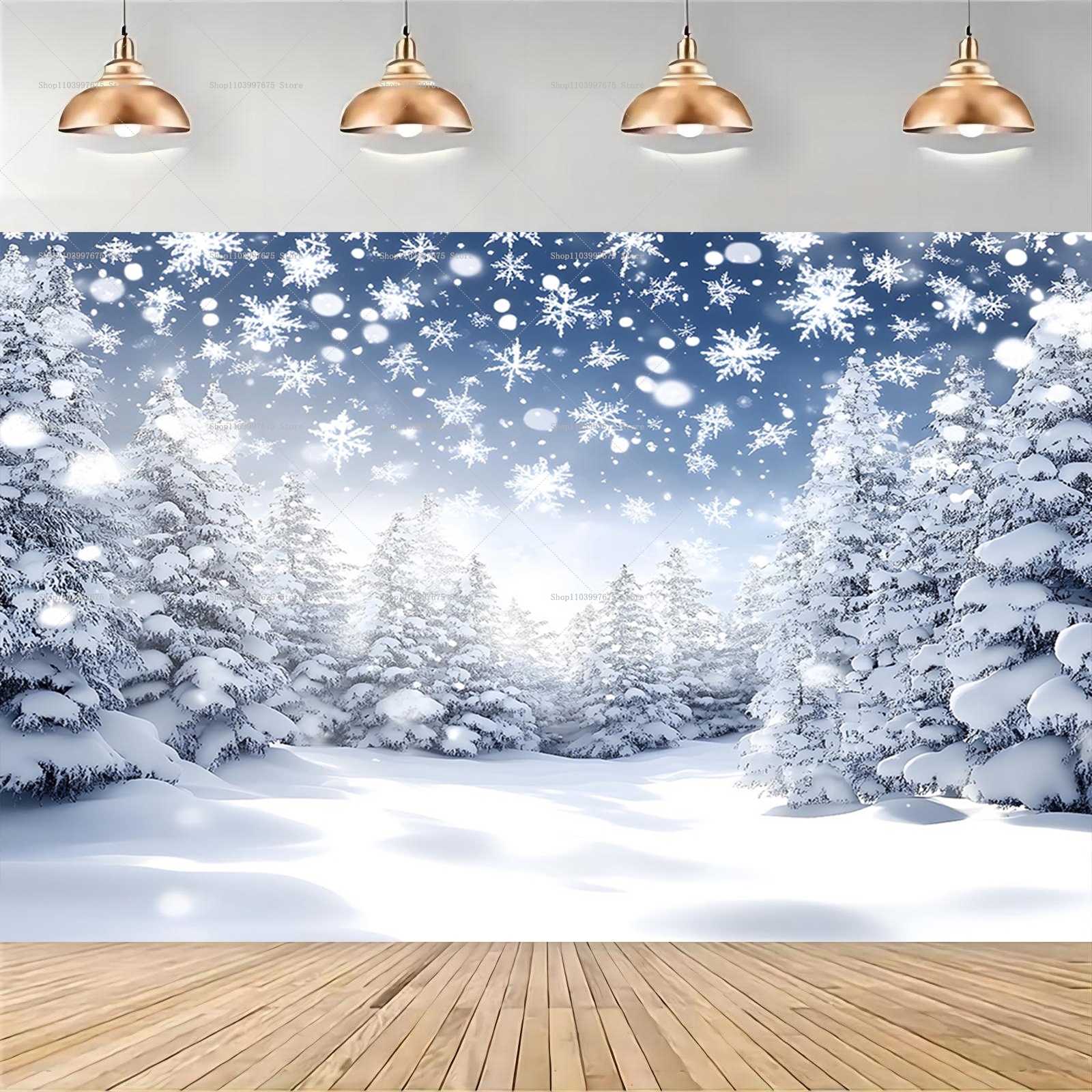 Snowy Forest Christmas Backdro - Baby Xmas Clothing のレビューと価格