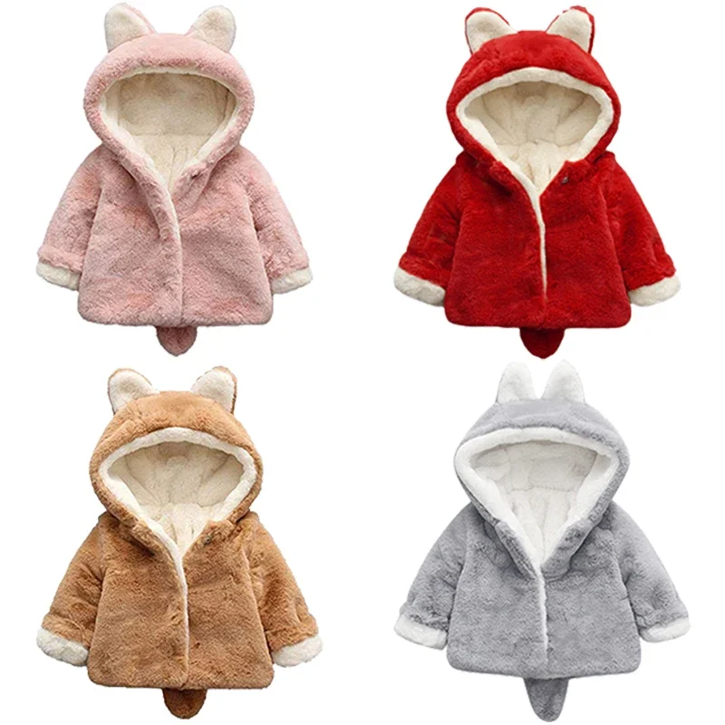 Cute Cat Ears Plush Baby Jacke - Baby Xmas Clothing のレビューと価格