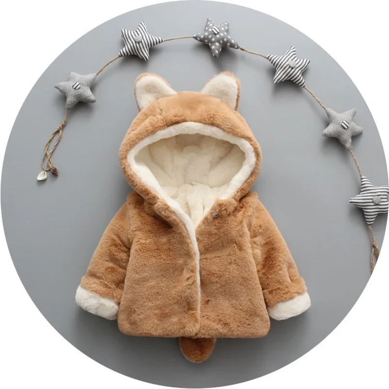 Cute Cat Ears Plush Baby Jacke - Baby Xmas Clothing のレビューと価格